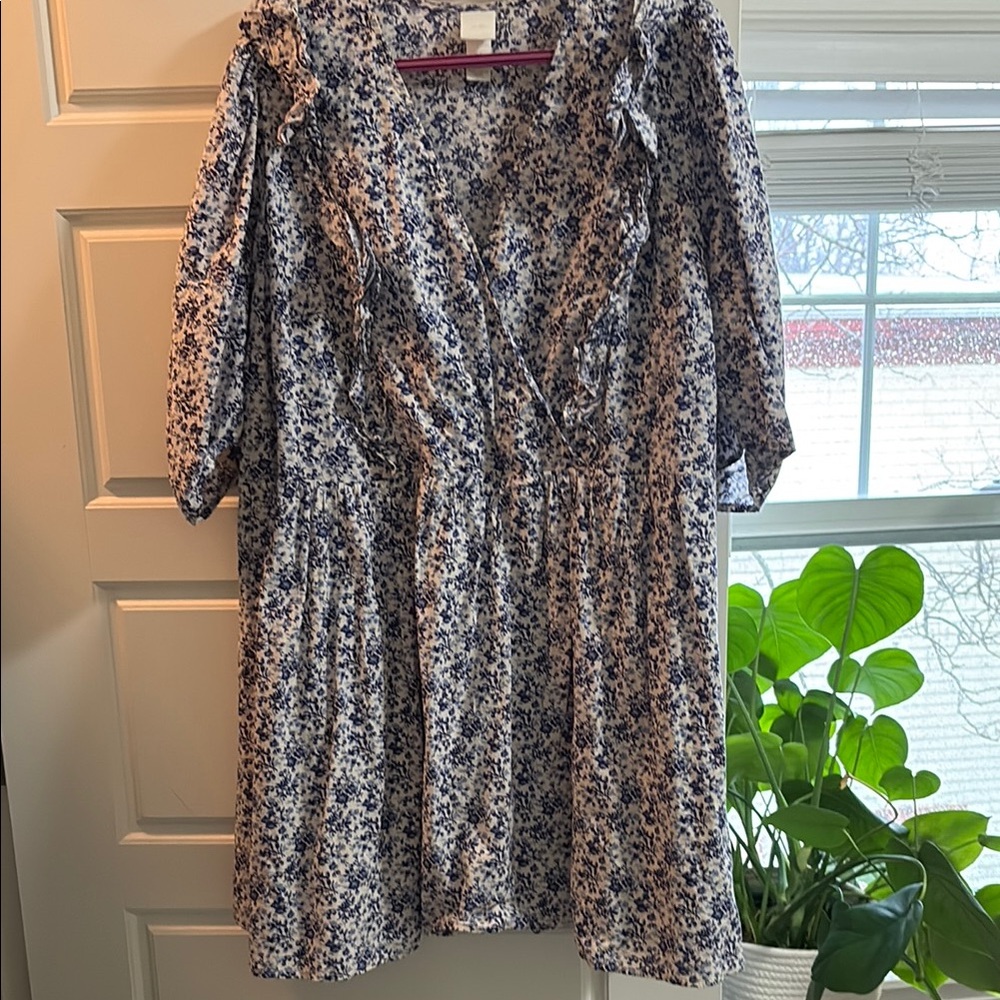 Floral Blue and White Dress